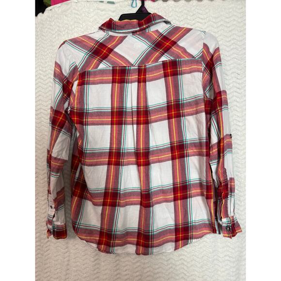 Magellan Outdoors classic Fit M womens button down red yellow white plaid - Picture 4 of 6